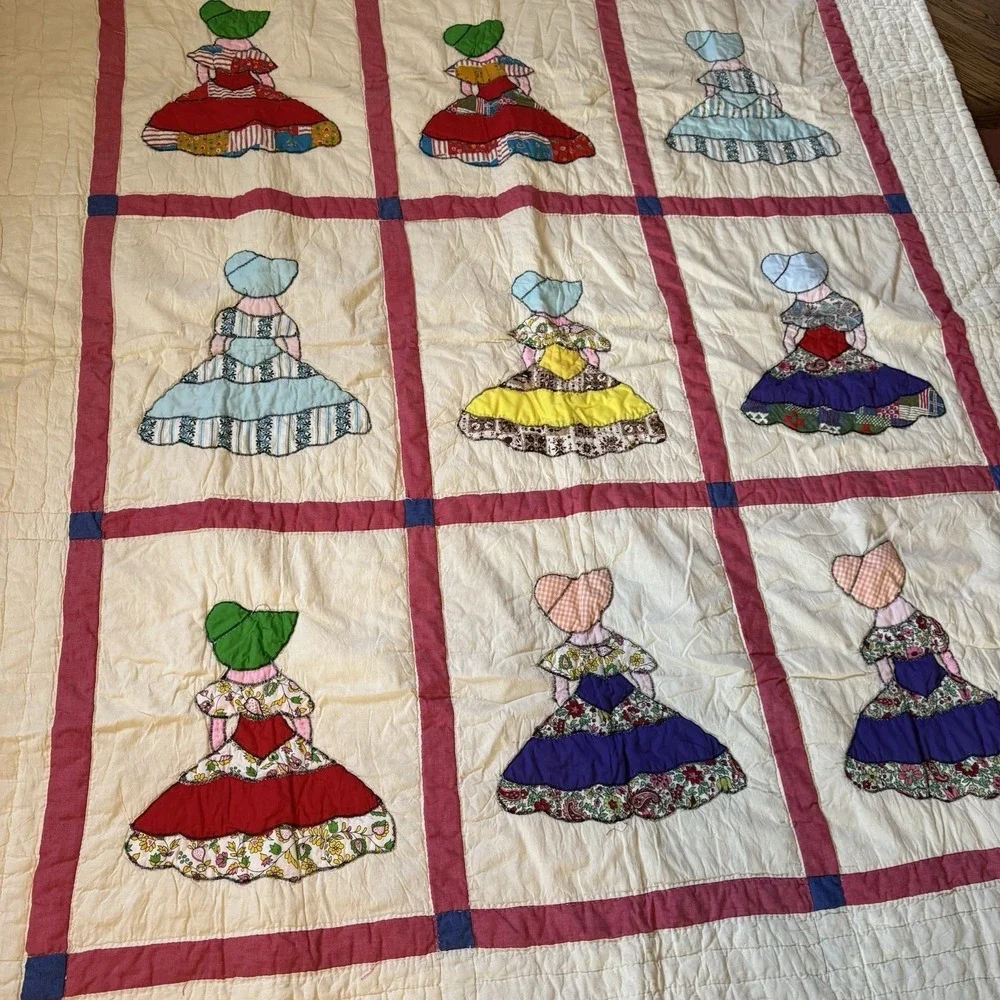 Vintage Handmade Quilt Sunbonnet Sue Southern Belle 71